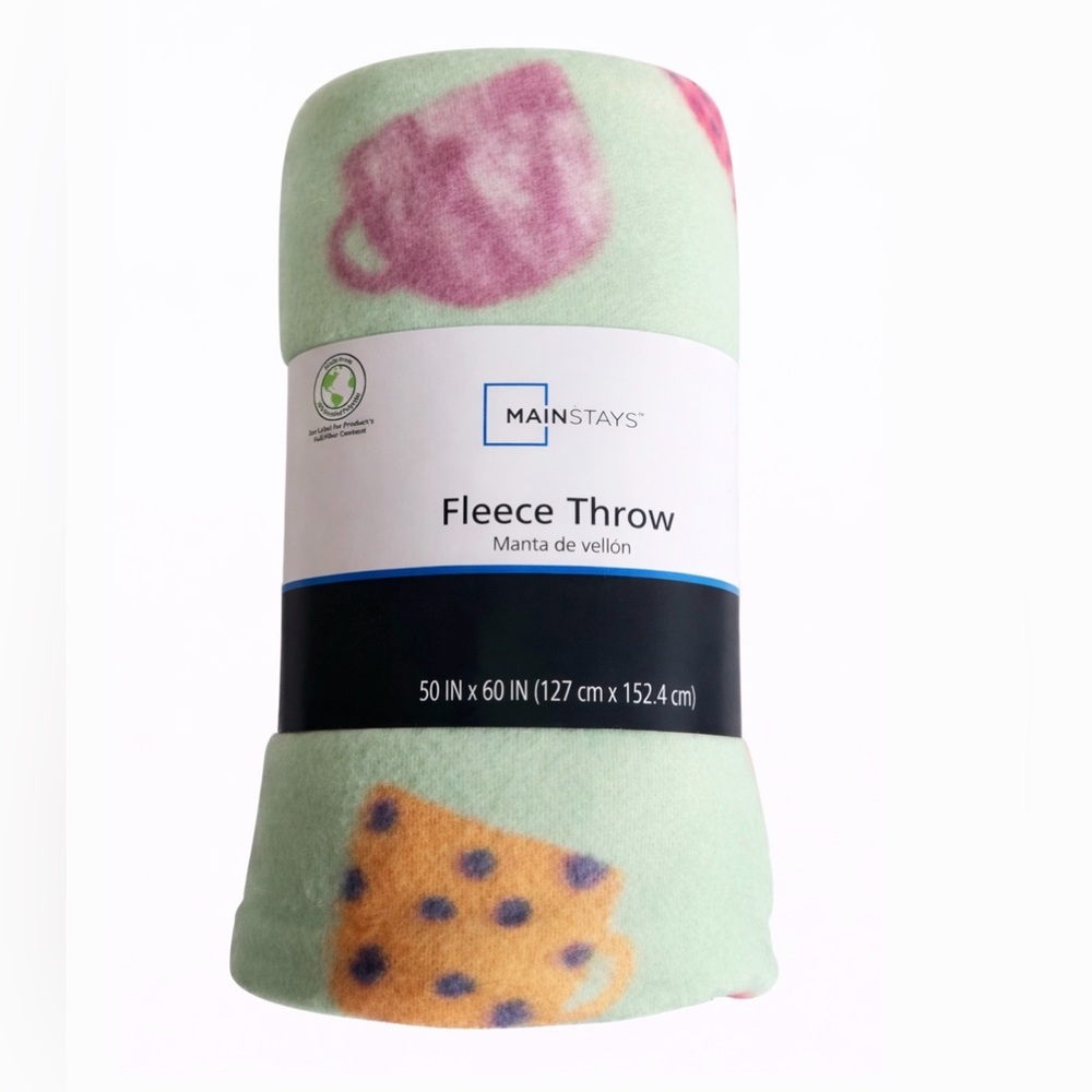 Mainstays NWT Coffee Cup Fleece Throw Blanket